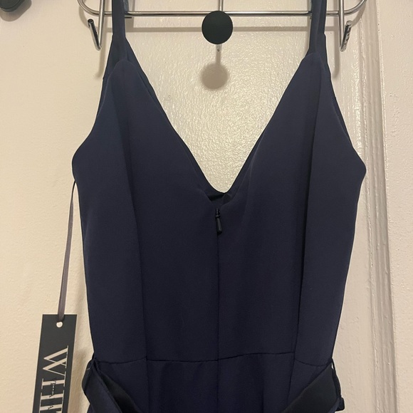 David’s Bridal V-Neck Crepe Mermaid Bridesmaids Dress VW360489 in Navy Blue NWT - Picture 6 of 8